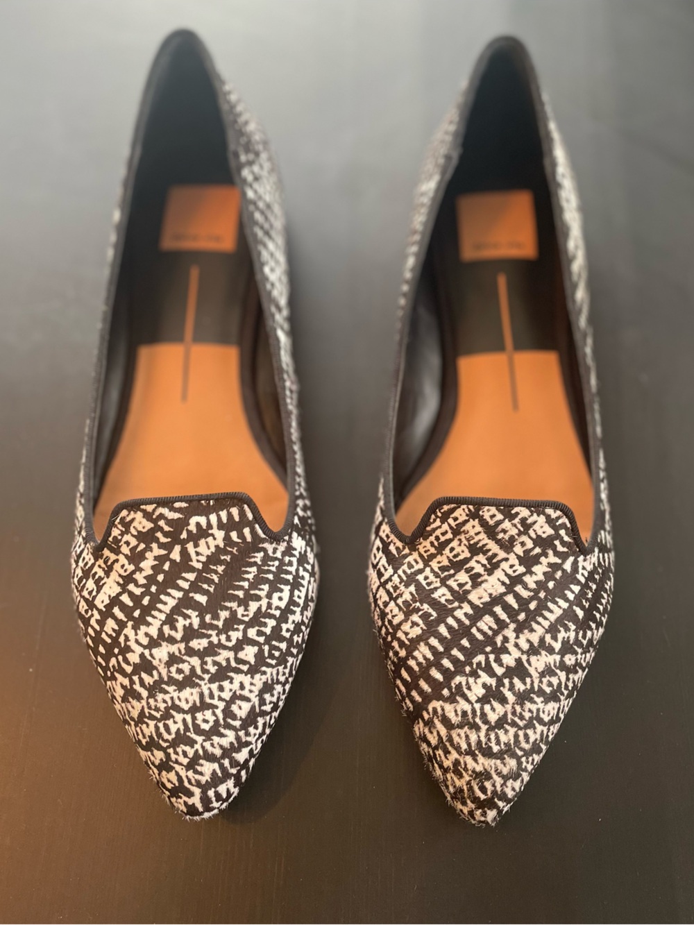 Dolce Vita Black & White Tweed Calf-Hair Pointed-Toe Loafers